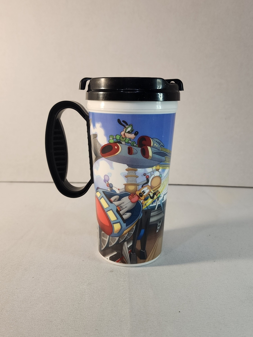Disney Parks Travel Mug Cup Tomorrowland Space Mountain Mickey Goofy